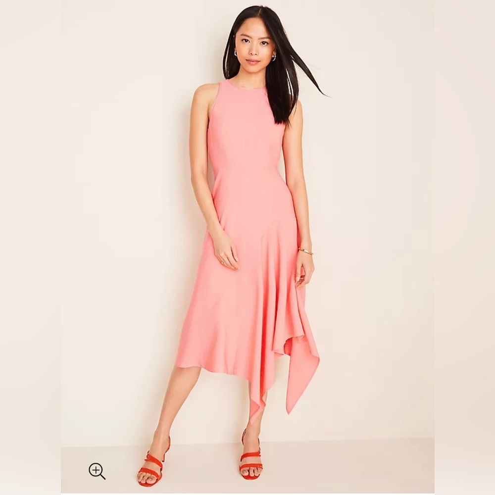 NWT Ann Taylor Asymmetrical Flare Dress Sz 16 Coral